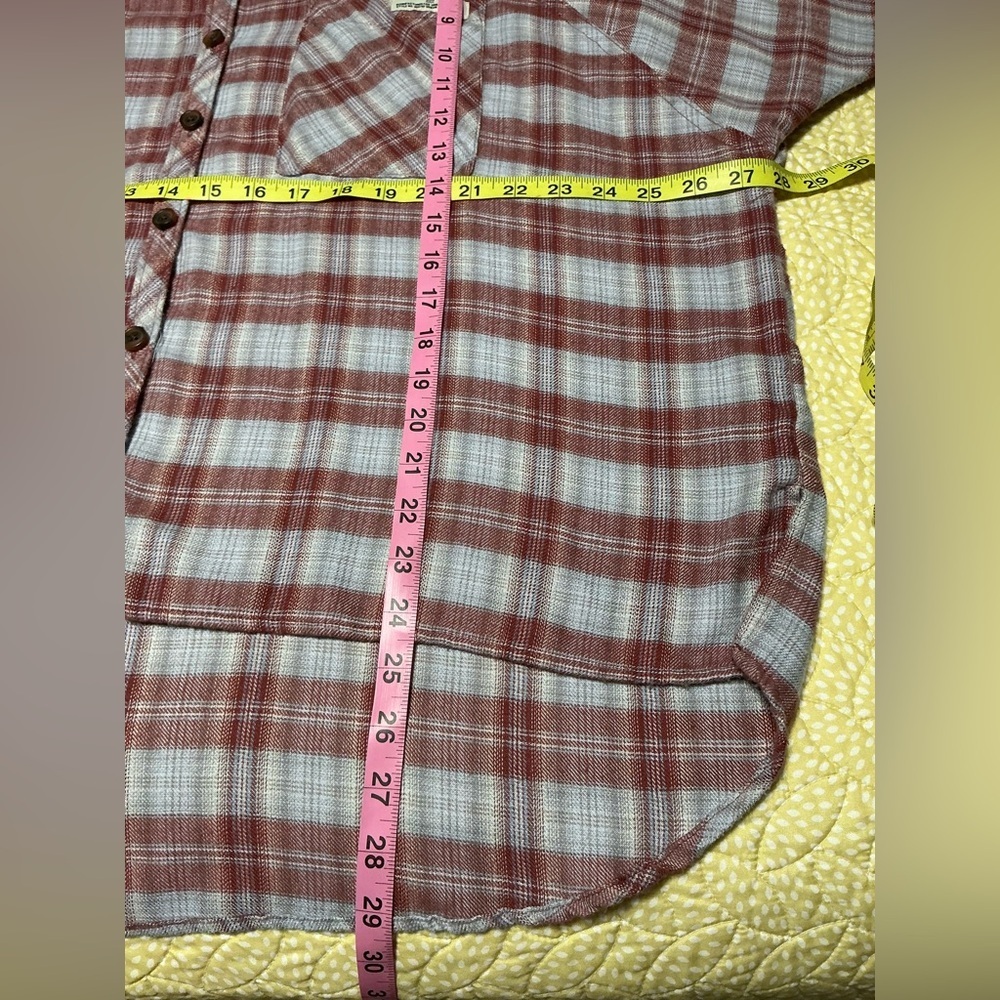 EUC BDG Urban Outfitters Brandon Plaid High-low Flannel Button-up Shirt S/P - Picture 12 of 15